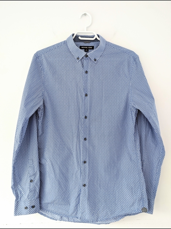 Michael Kors Other - Michael Kors Slim Fit Geometric Print Button-Up Shirt Modern Smart Casual ~ Sz M